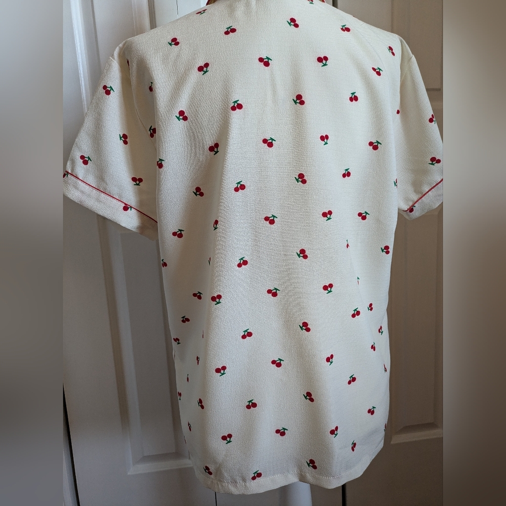 Composition Women's Cherries Print Pajamas Set- Size Large - Picture 4 of 8